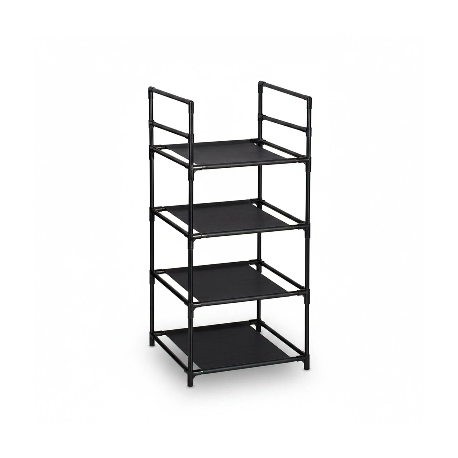 Relaxdays Schuhregal Stahl Vlies PP Schwarz Grau Schmal 4 Ebenen 72 cm x 33 cm x 33 cm 0,5 kg