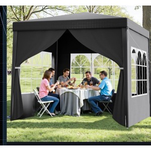 Toboli Pavillon 3X3M In Grau Mit Uv-Schutz 50+ Gartenpavillon Partyzelt Camping