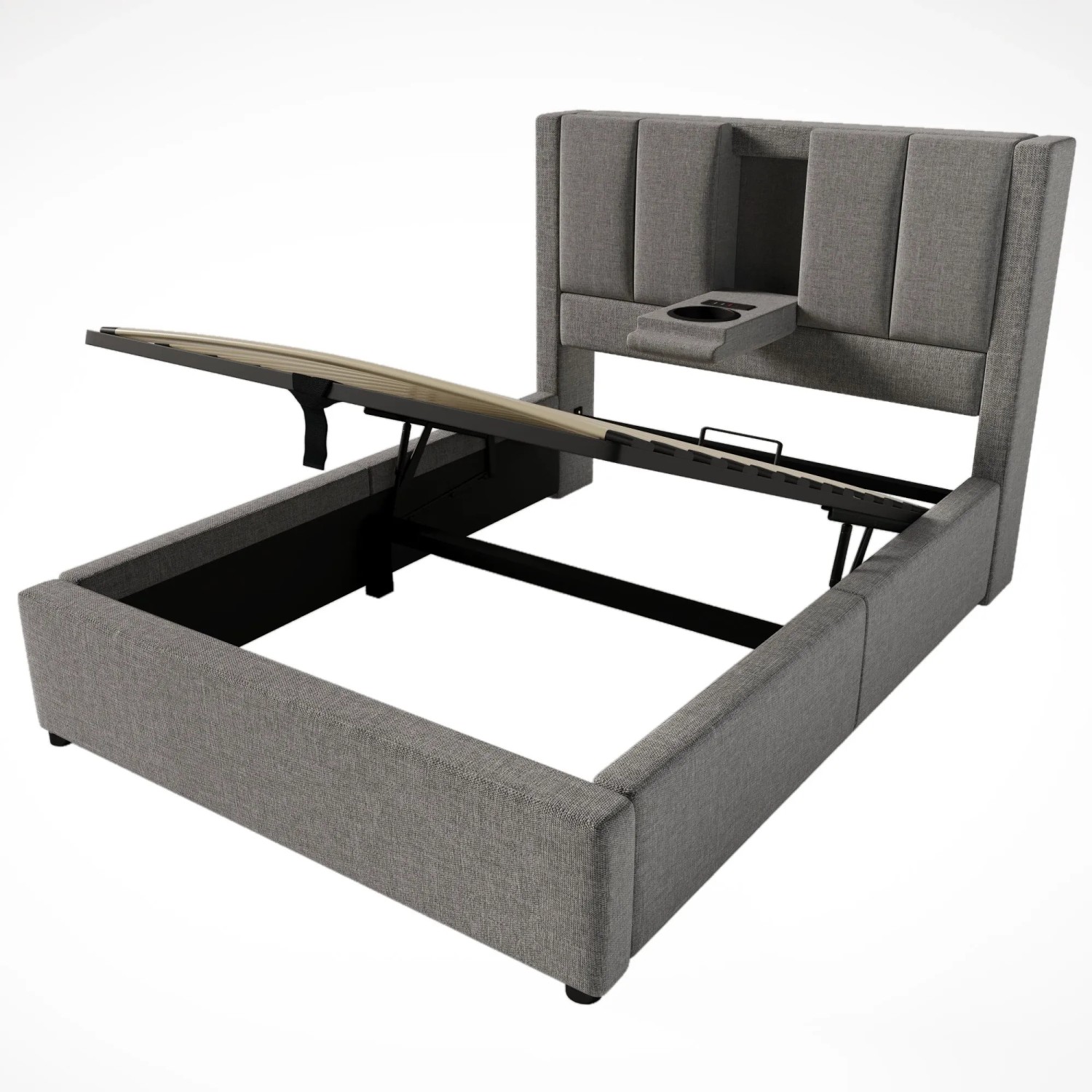 okwish Polsterbett 90x200cm mit Ladestation Kinderzimmer Grau mit Matratze