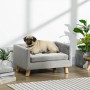 PawHut Hundesofa mit Holzbeinen bis zu 8 kg Samt-Touch Grau 64 x 45 x 36 cm_2