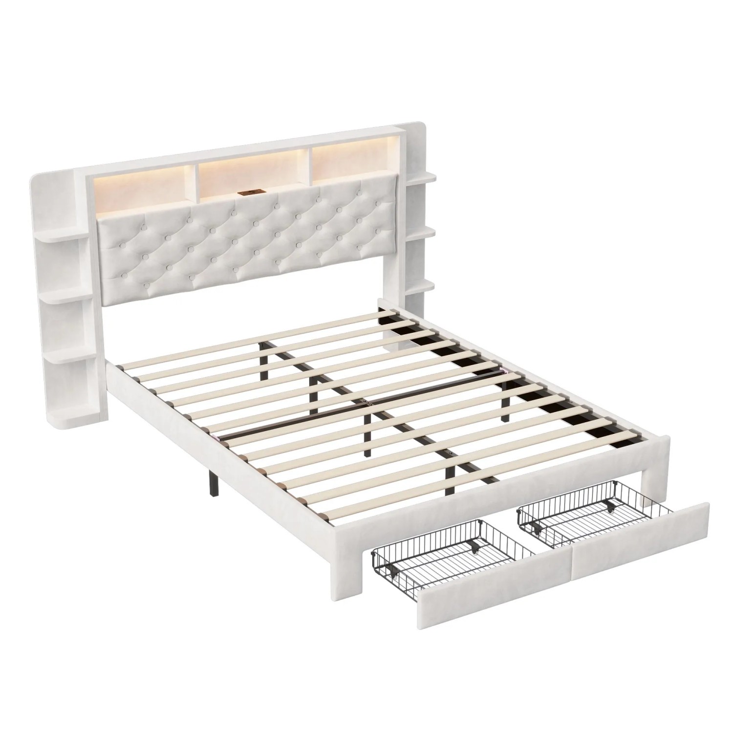 PXloue Bettgestell mit Lattenrost&Stauraum und Ladefunktion Polsterbett 140 günstig online kaufen