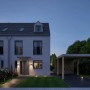 Beleuchtetes Haus mit Paulmann Plug & Shine Bodenleuchten, warmweißes Licht.