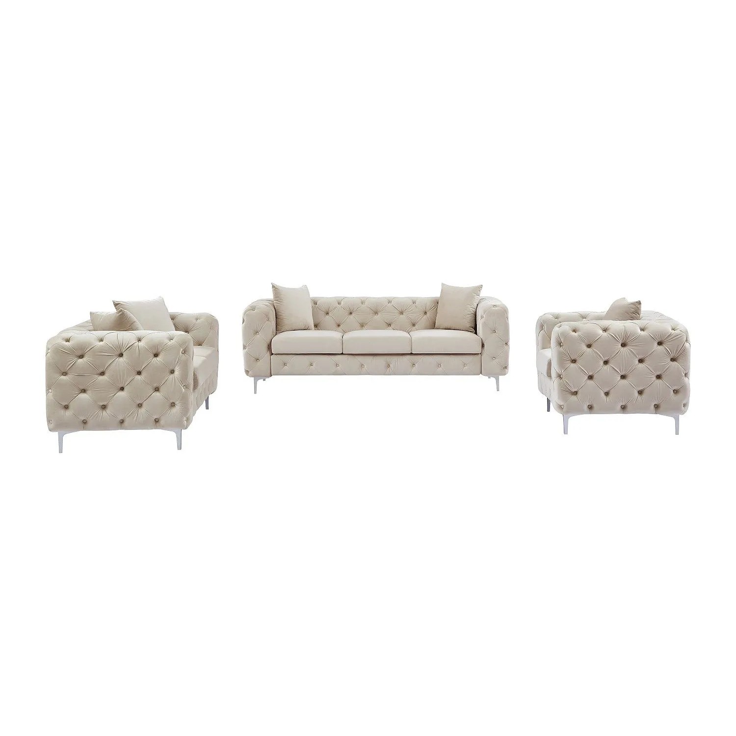 Vente-unique Couchgarnitur Mit Sessel Edwina Beige 162 cm  106 cm  220 cm