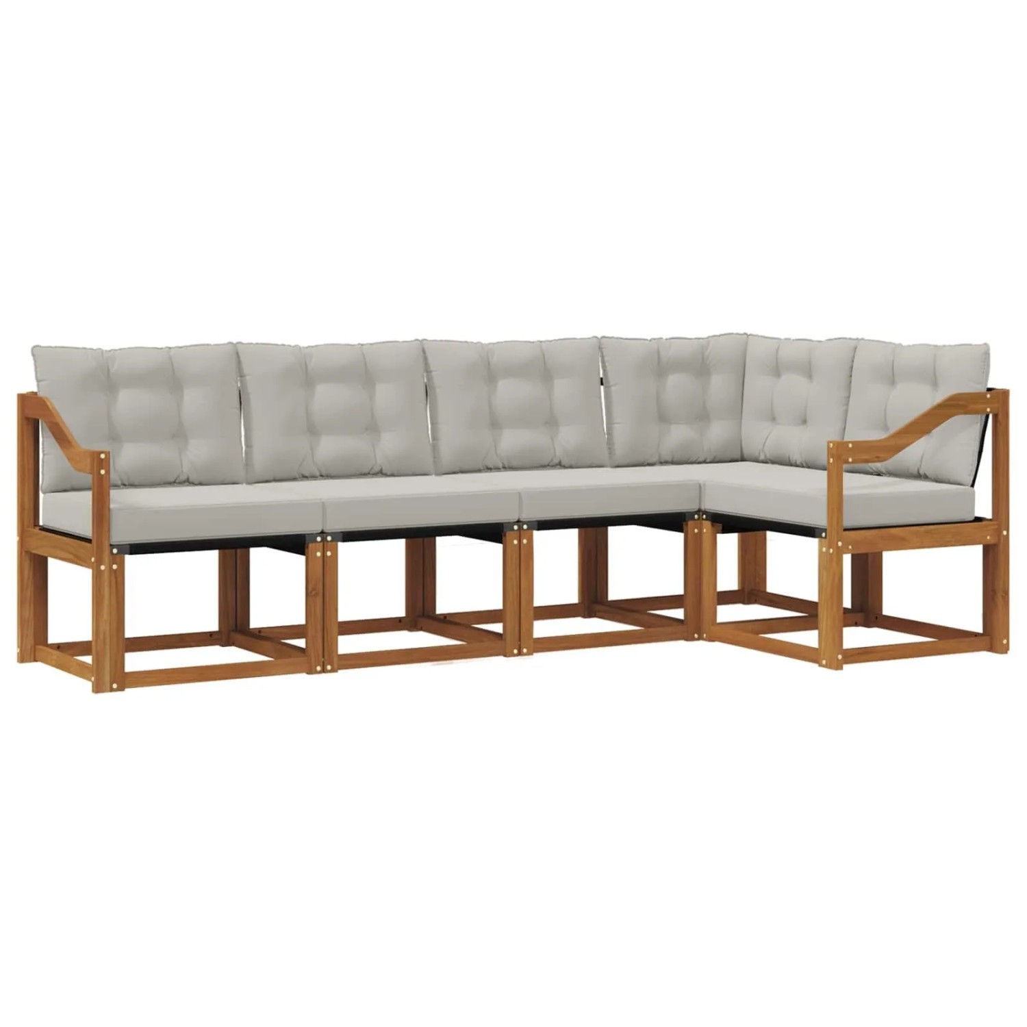 vidaXL Outdoor-Sofagarnitur mit Kissen 5-Tlg Natur und Hellgrau 3368674