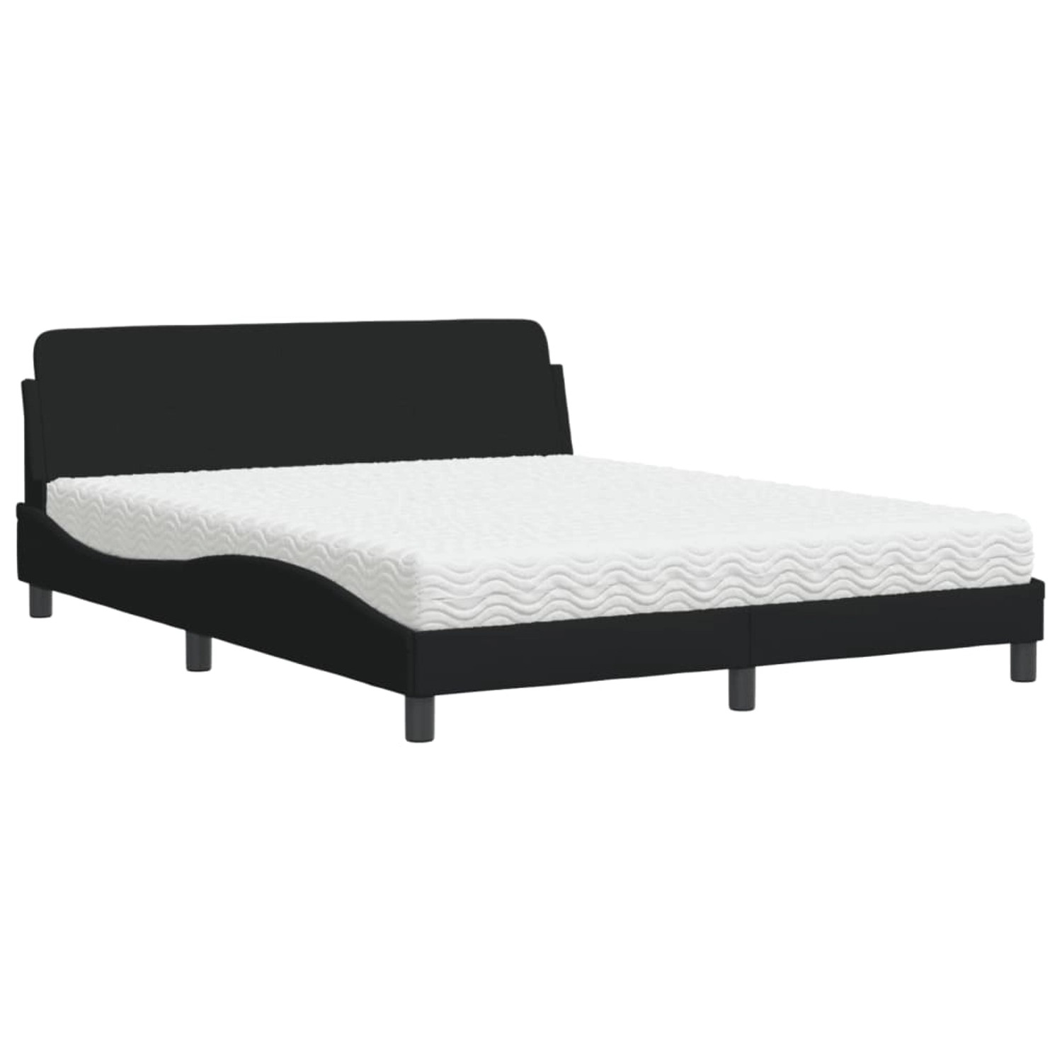 vidaXL Bett mit Matratze Schwarz 160x200 cm Stoff2009865 günstig online kaufen