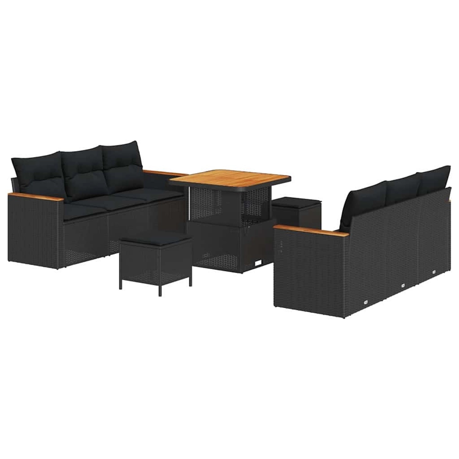 vidaXL Garten-Sofa-Set mit Kissen 9-Tlg Schwarz Poly Rattan 3362994 günstig online kaufen