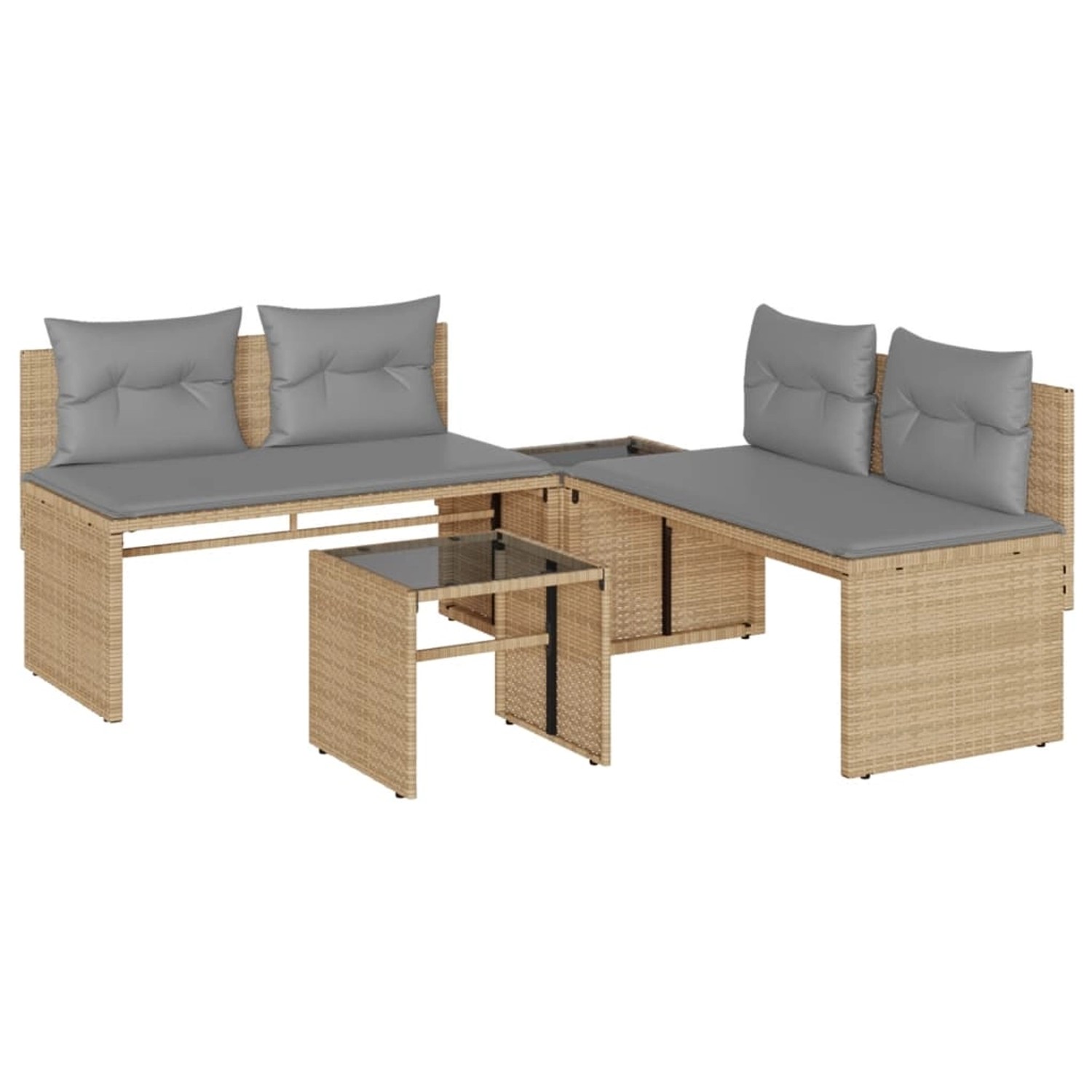 vidaXL 4-Tlg Garten-Sofagarnitur mit Kissen Beige Poly Rattan 4003881 günstig online kaufen