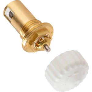 Thermostatoberteil für Heimeier Heizkörper 4324 mit Bauschutzkappe, goldenfarben.