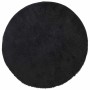 Schwarzer, runder Hochflorteppich (120x120 cm) aus Polyester, Shaggy Teppich NAVARRA.