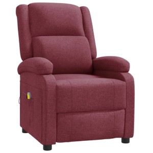 vidaXL Ohrensessel mit Massagefunktion Weinrot Stoff 342430