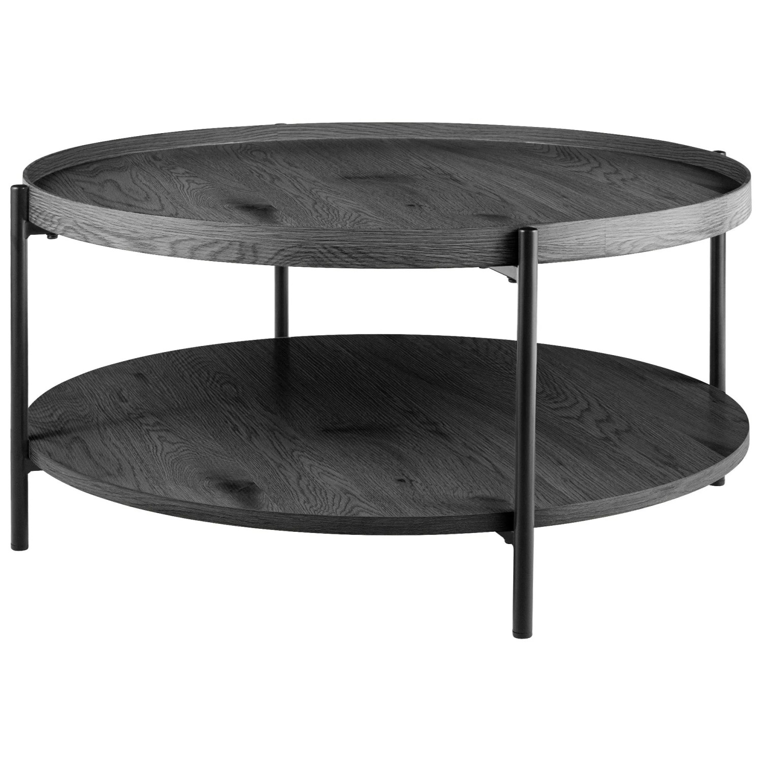 DELUKE Couchtisch HONIM Holz Grau 80x80x40cm Sofatisch Rund Beistelltisch Holz Wohnzimmertisch Klein