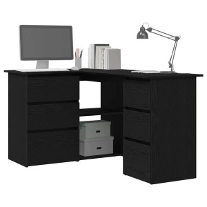 Schwarzer vidaXL Schreibtisch mit Regalen in Eichen-Optik, 145x100x76 cm.