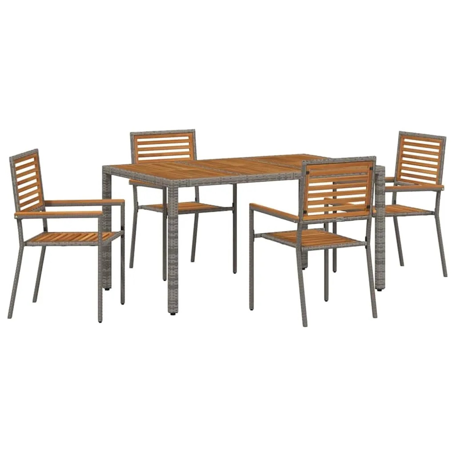 vidaXL Garten Essgruppe 5-Tlg Grau und Braun Poly-Rattan 3365439