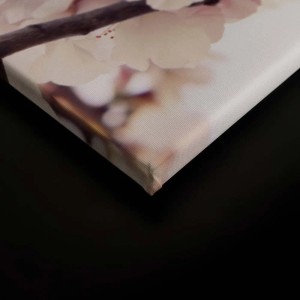 Detailansicht: Kirschblüten Wandbild auf Leinwand, 120x80 cm, rosa-weiße Blumen, japanisches Motiv.