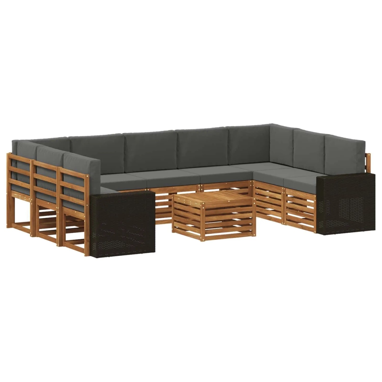 vidaXL Sofagarnituren 10 Stk Natur und Anthrazit Massivholz Akazie 3384873