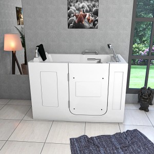 AquaVapore Sitzbadewanne mit Tür, Whirlpool Funktion, 140x76cm, links