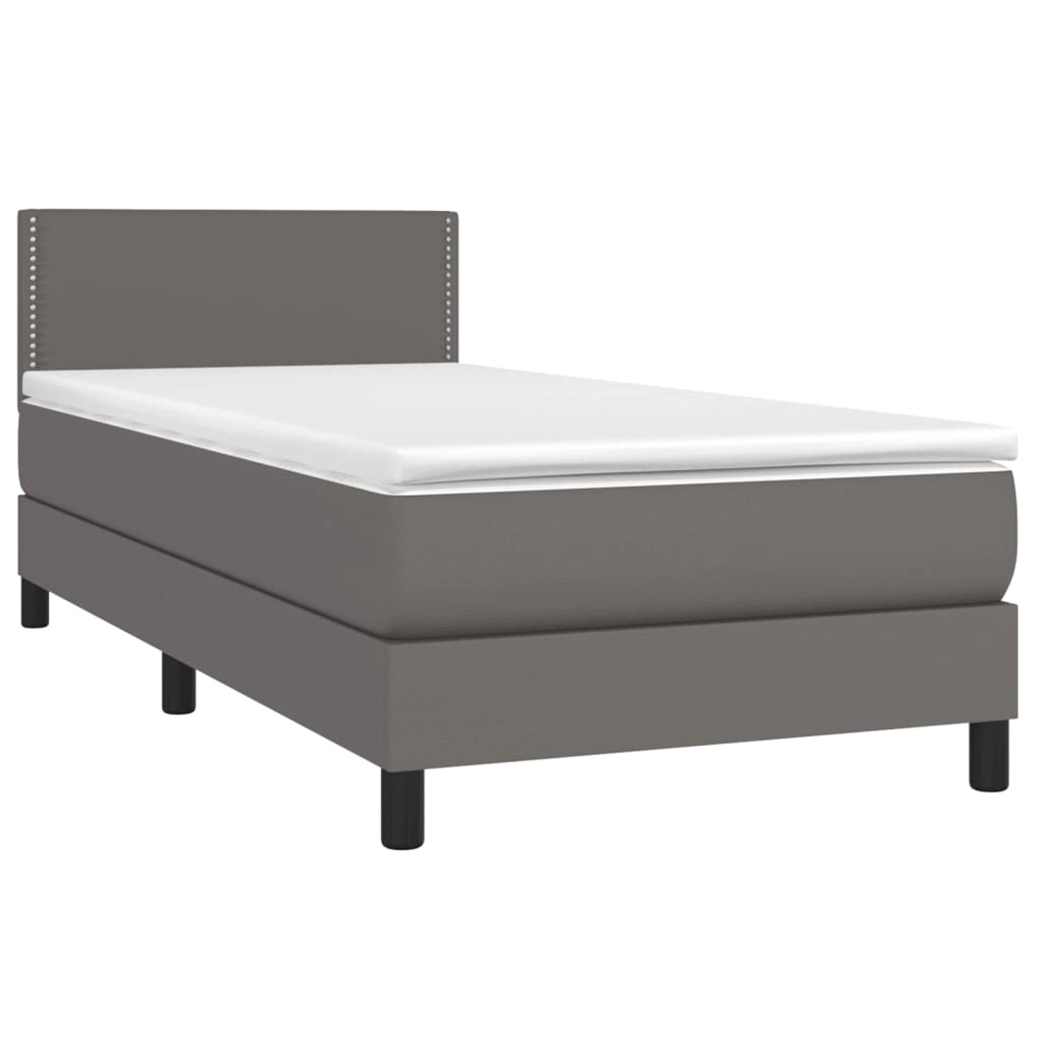 vidaXL Boxspringbett mit Matratze & LED Grau 100x200 cm Kunstleder 3134151 günstig online kaufen