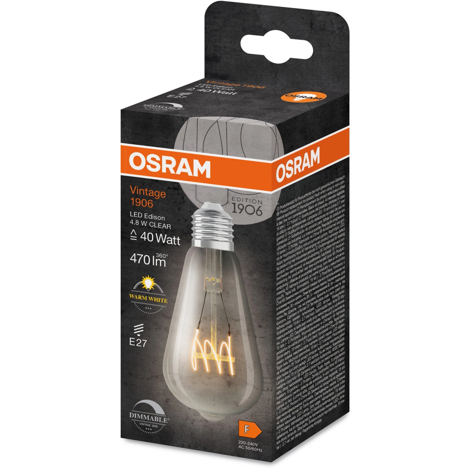 Osram LED-Leuchtmittel E27 Edisonform 4,8 W 470 lm 14 x 6,4 cm (H x Ø ...
