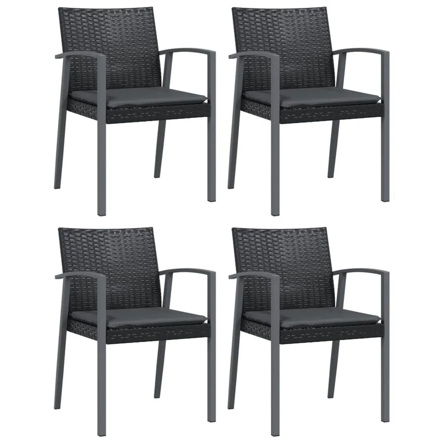 Furnicato Gartenstühle Mit Kissen 4 Stk Schwarz 565x57x83cm Poly Rattan