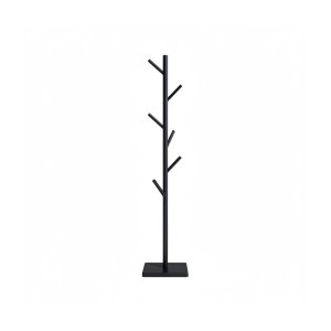 Relaxdays Garderobenständer Holz Schwarz 8 Haken Höhenverstellbar 177 cm x 30 cm x 30 cm 2,4 kg
