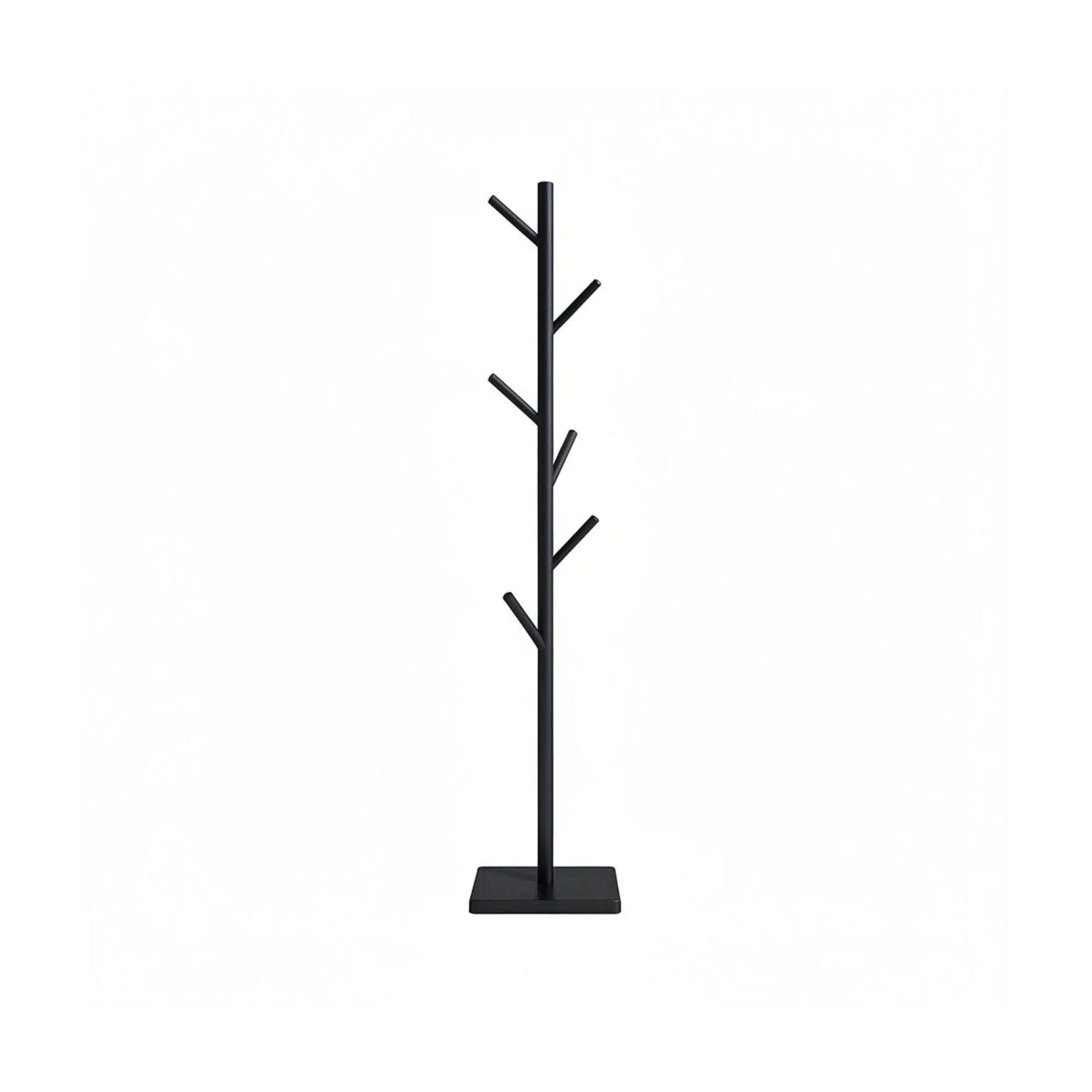 Relaxdays Garderobenständer Holz Schwarz 8 Haken Höhenverstellbar 177 cm x 30 cm x 30 cm 2,4 kg