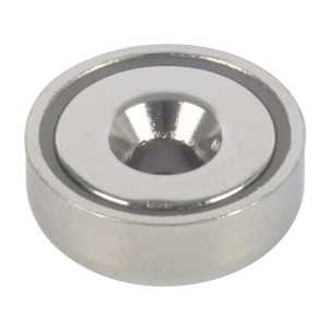 Fix-o-moll Topfmagnet Neodym, 7x20xØ4,5mm, silberfarben, mit Senkbohrung für Schrauben.