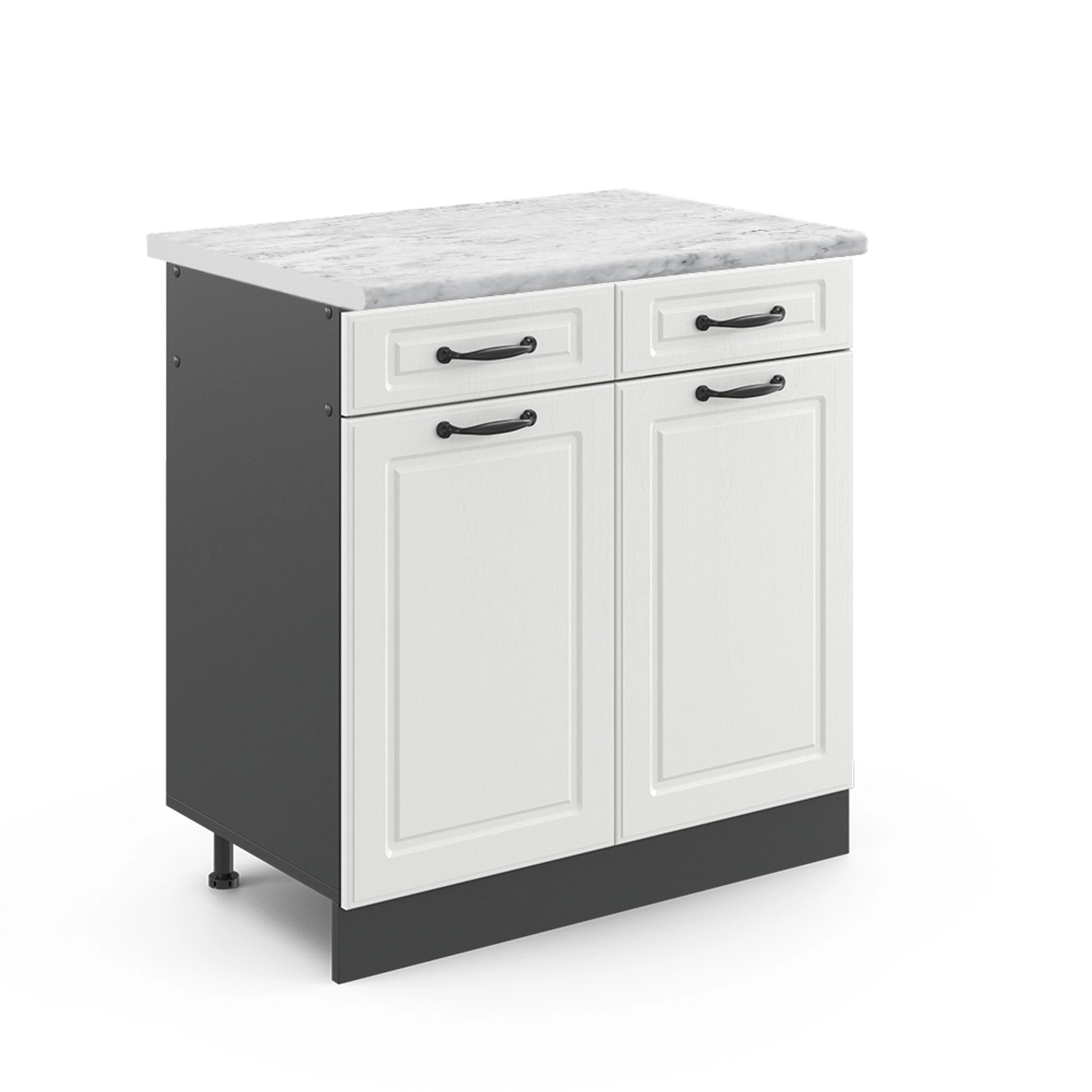 Vicco Küchenunterschrank R-Line Weiß Landhaus/Anthrazit 80 cm AP Marmor