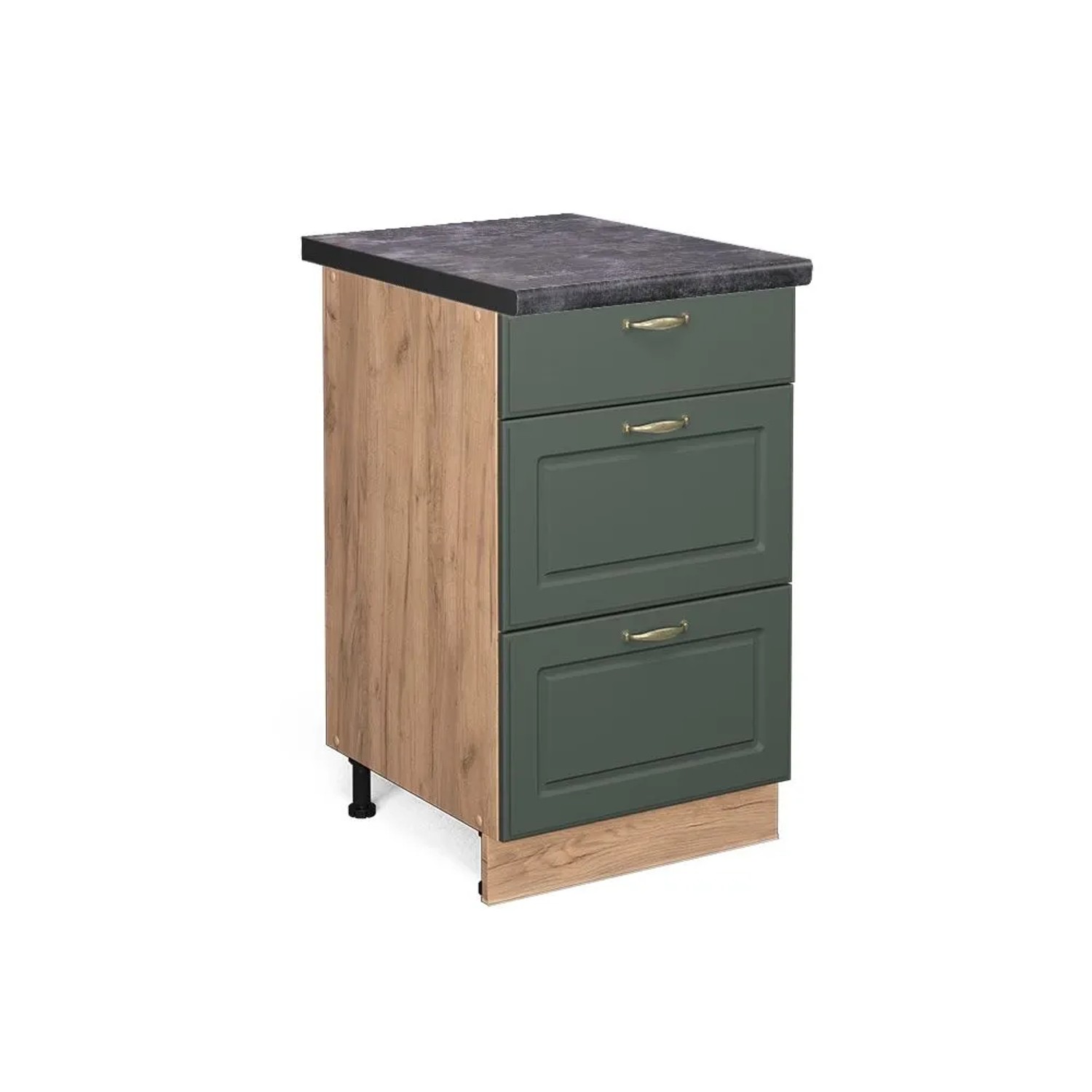 Vicco Küchenunterschrank Fame-Line Grün-Gold Landhaus Goldkraft Eiche 50 cm AP Anthrazit