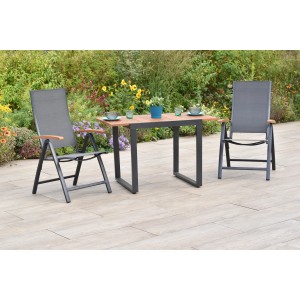 Merxx Toblino 3-tlg. Gartenmöbel-Set mit Klappsesseln und ausziehbarem Tisch aus Akazie.