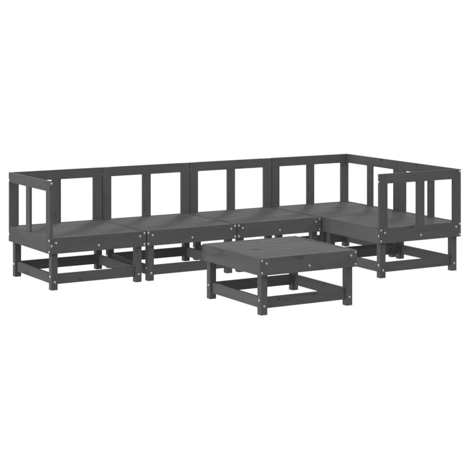 vidaXL 6-tlg Garten-Lounge-Set Grau Massivholz Kiefer Modell 19