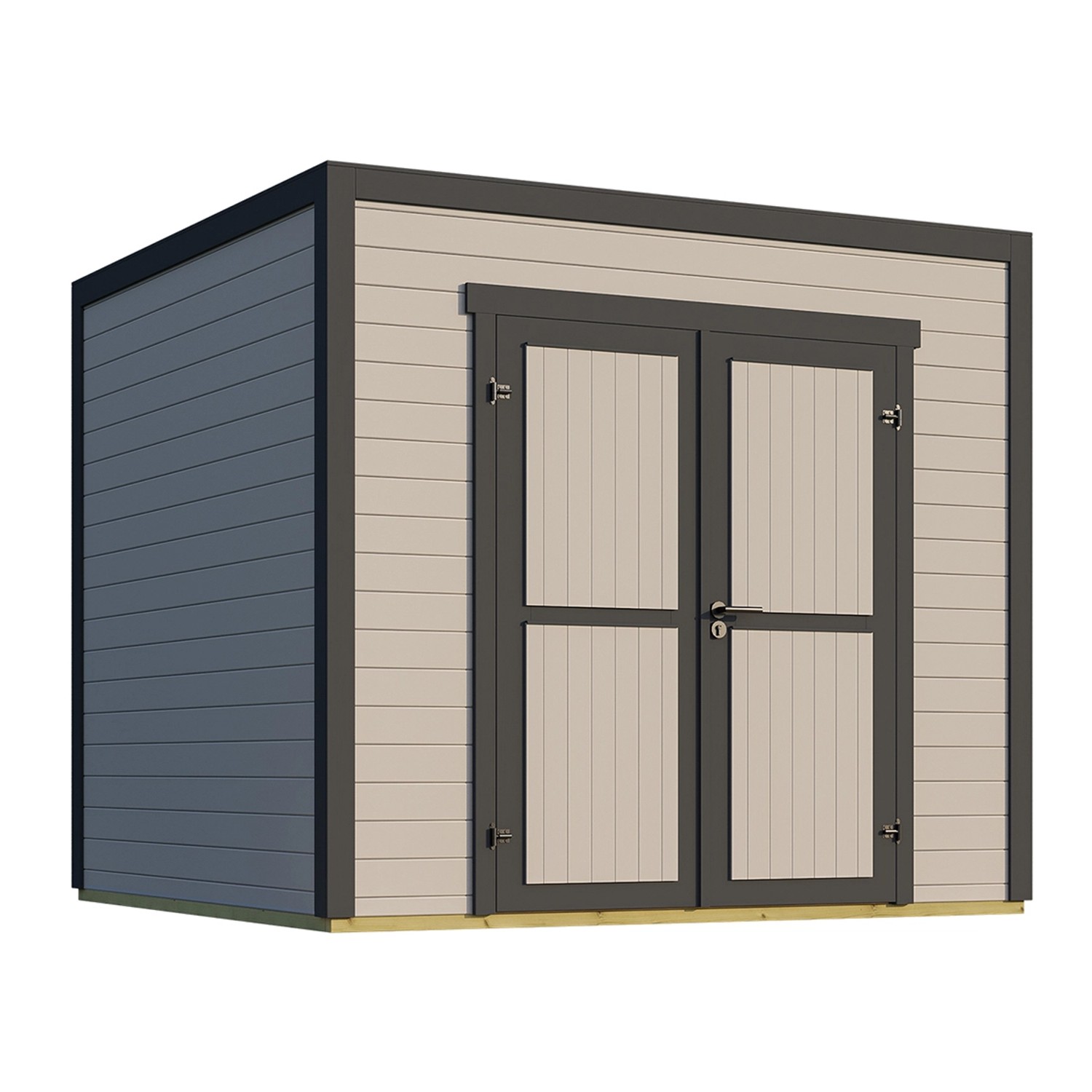 Weka Gartenhaus Batu 2 Flachdach Vollholztür Light Grey 250 cm x 250 cm