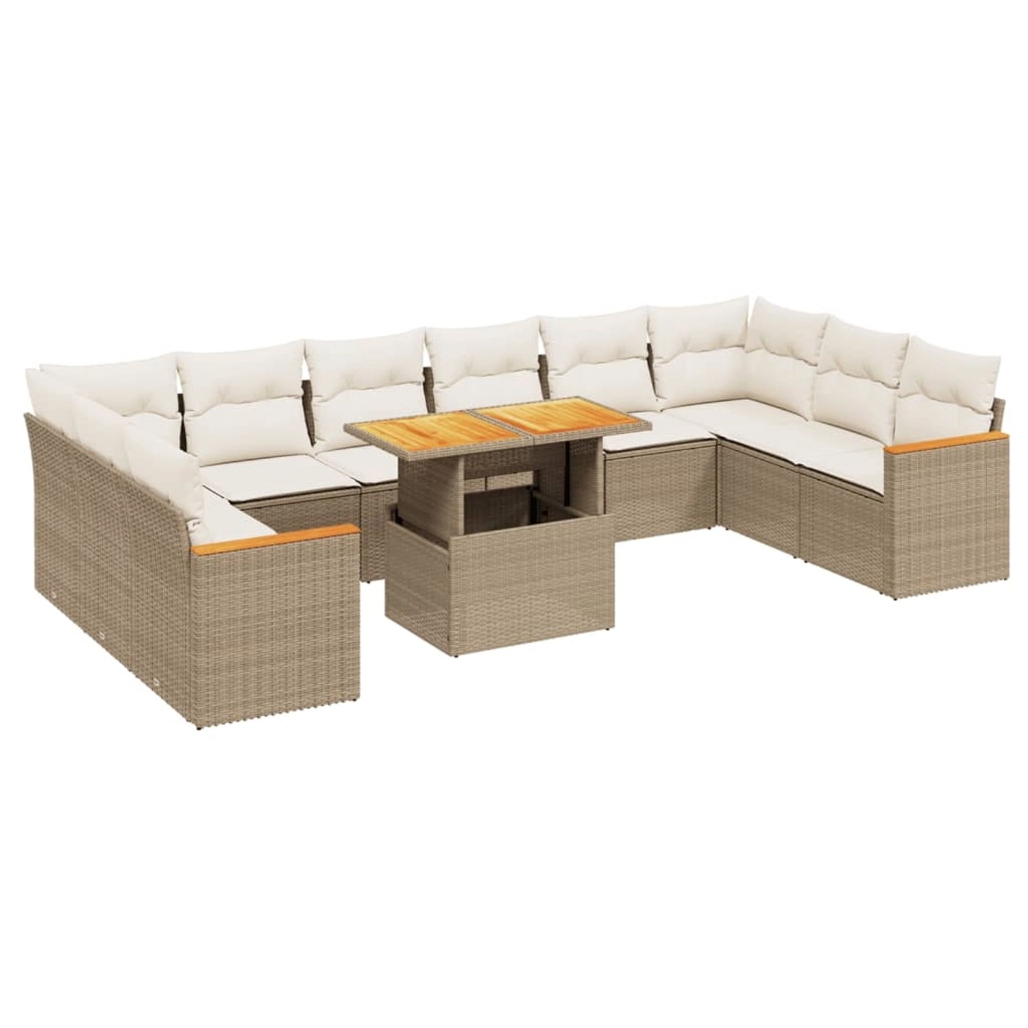 vidaXL 11-Tlg Garten-Sofagarnitur mit Kissen Beige Poly Rattan 3273249 günstig online kaufen