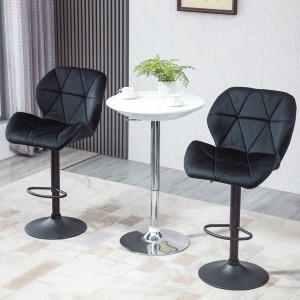 HOMCOM 2er-Set Barhocker, drehbare Barstühle mit schwarzem Flanellbezug und Metallfuß.