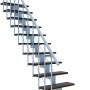 Minka Mittelholmtreppe Comfort Top in Walnuss/Weiß, Raumspartreppe mit Holzstufen und weißem Geländer.
