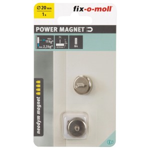 Fix-o-moll Topfmagnet Neodym, 20mm, mit Gewindebolzen, silberner Haushaltshelfer.