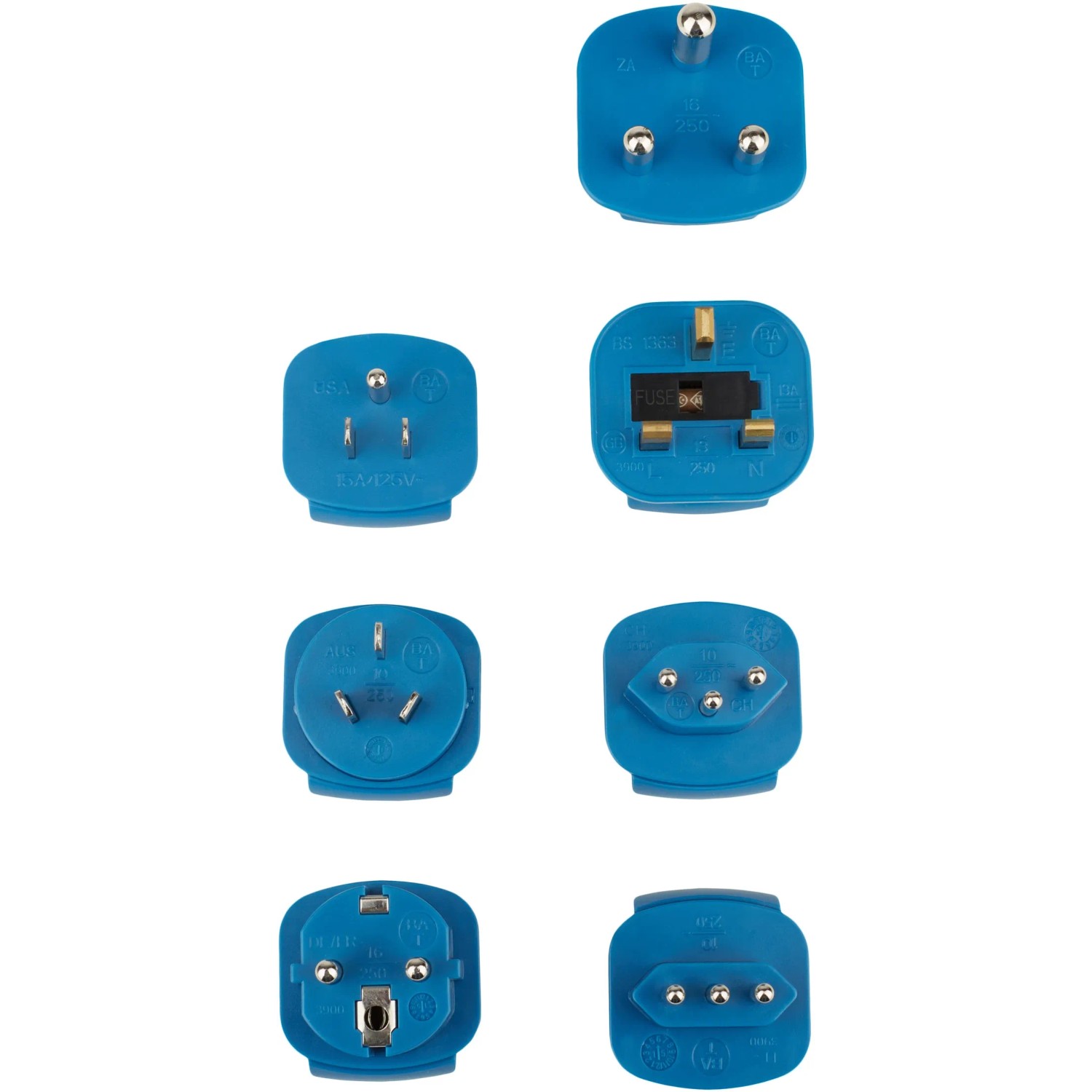 Brennenstuhl Reiseadapter-Set, blaue Stecker für über 150 Länder.