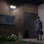 SSC-LUXon NORSU LED Außenstrahler mit Bewegungsmelder, Doppelkopf, neutralweiß leuchtend an Hauswand.