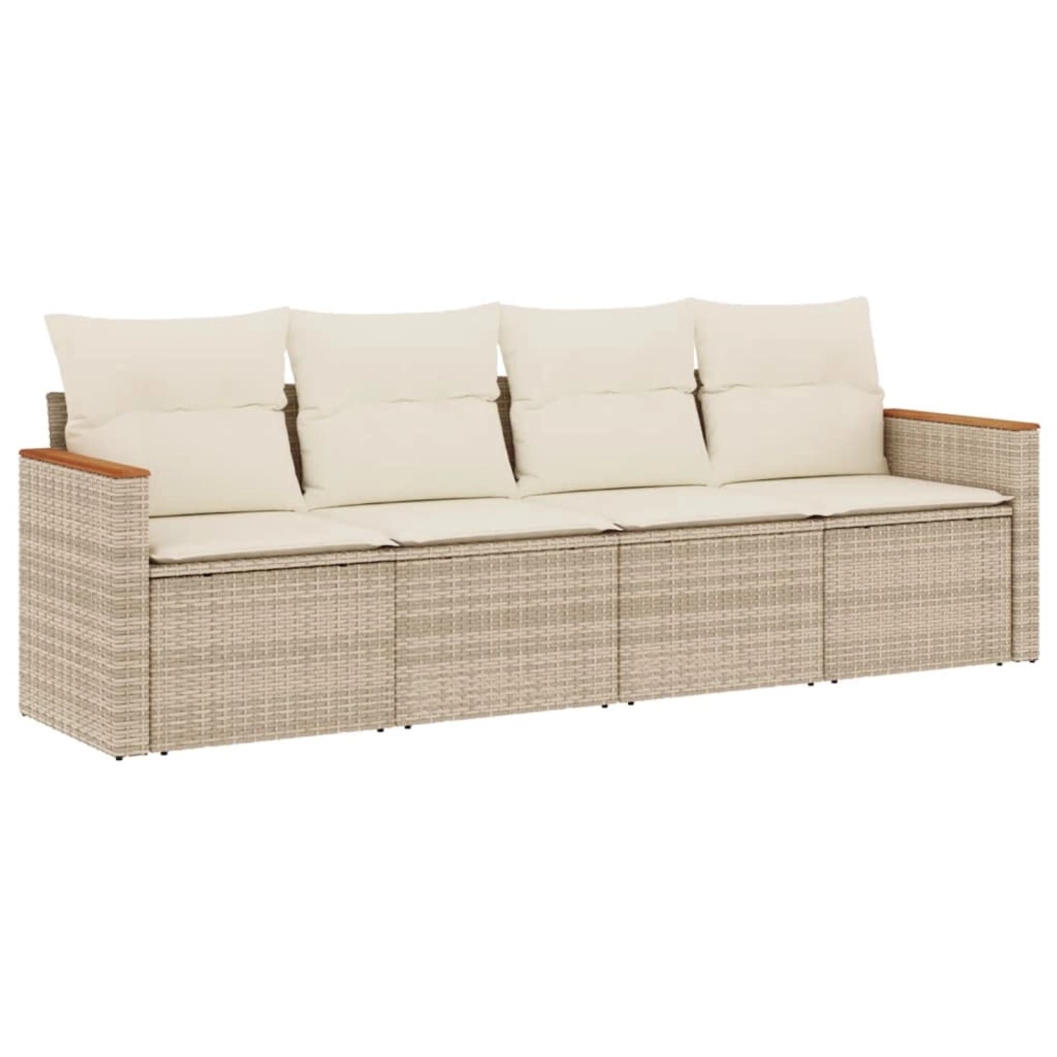 vidaXL 4-Tlg Garten-Sofagarnitur mit Kissen Beige Poly Rattan 3225771 günstig online kaufen