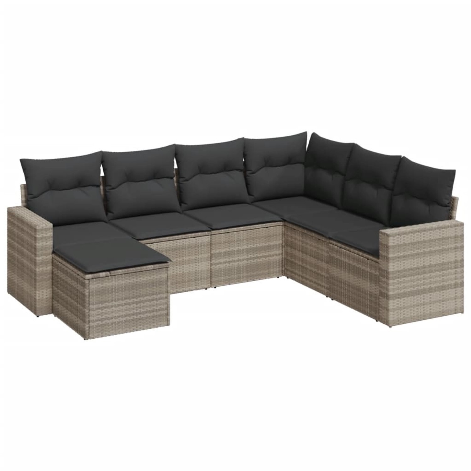 vidaXL 7-Tlg Garten-Sofagarnitur mit Kissen Hellgrau Poly Rattan 3219292 günstig online kaufen