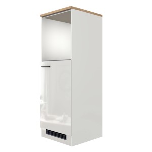 Flex-Well Exclusiv Demi-Geräteschrank Lund, 60 cm, lichtgrau glänzend, für Einbaukühlschrank und Backofen.