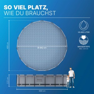 Bestway Solo Pool Steel Pro MAX Lichtgrau Ø 488 x 122 cm