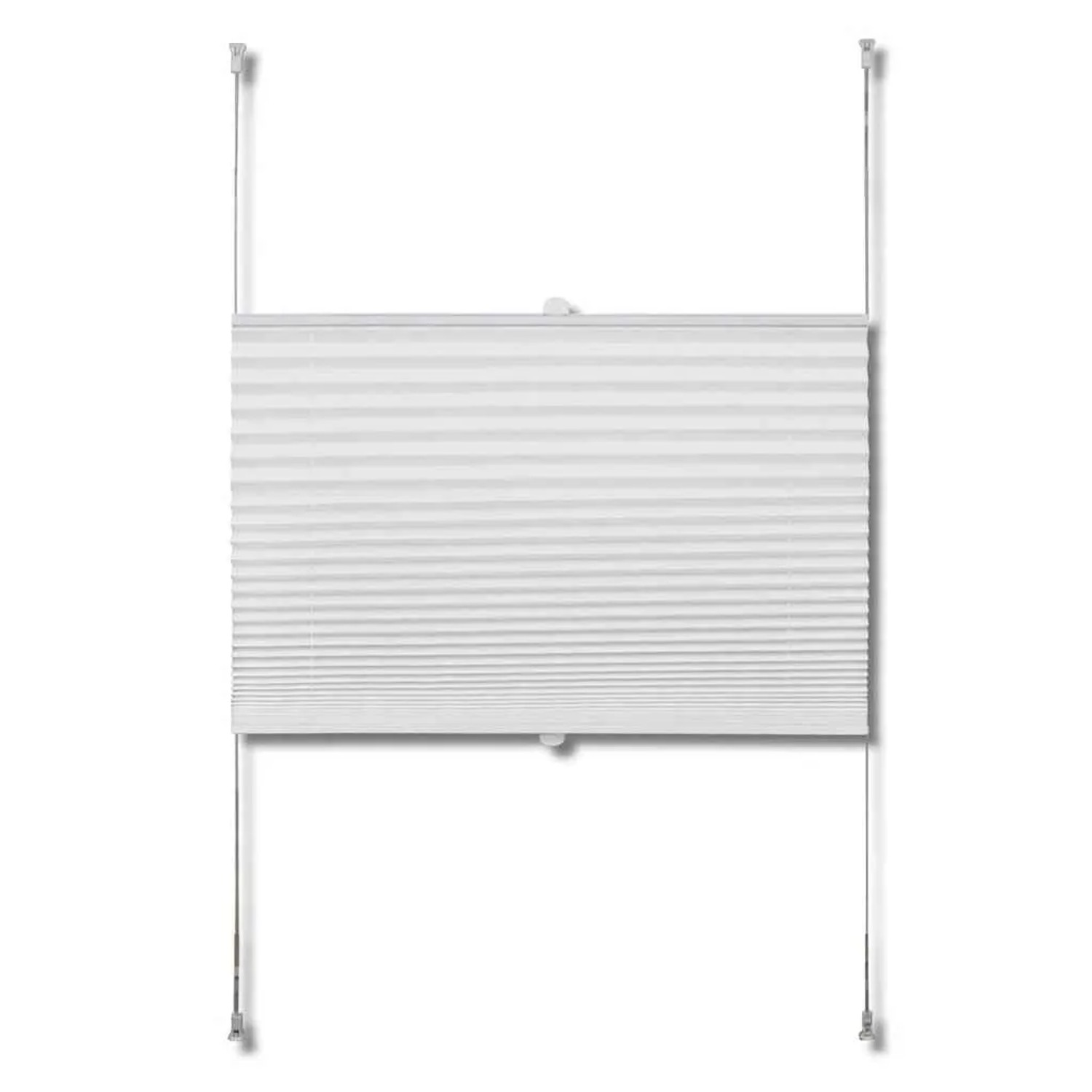 Weißes vidaXL Plissee Faltrollo 110x200cm für Fenster, ohne Bohren montiert.