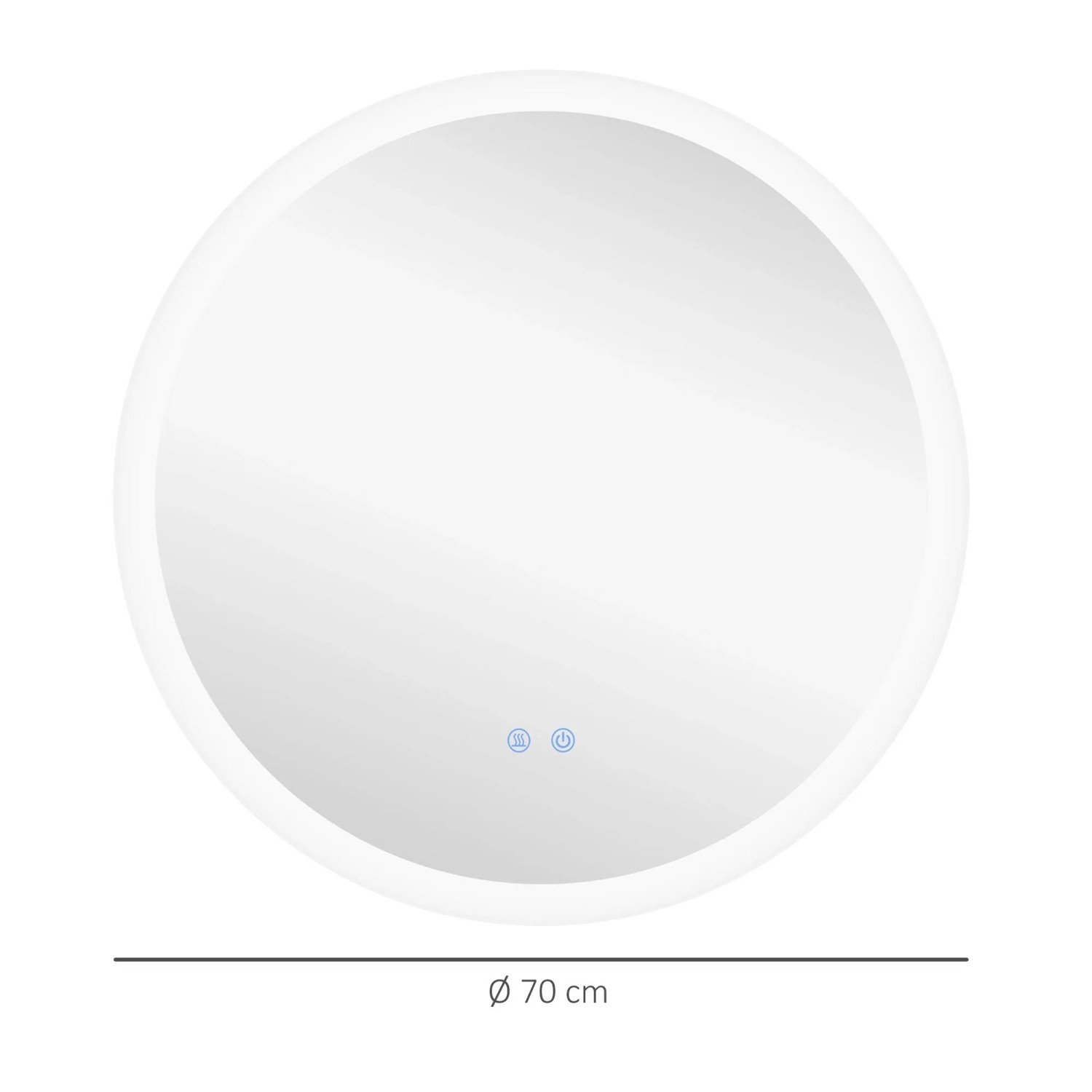 Kleankin Badspiegel mit Beleuchtung Ø70 cm IP44 mit Anti-Beschlag