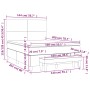 vidaXL Boxspringbett Taupe 140x200 cm mit Matratze, Kopfteil und Bank. Bett in Stoffoptik mit Maßangaben.