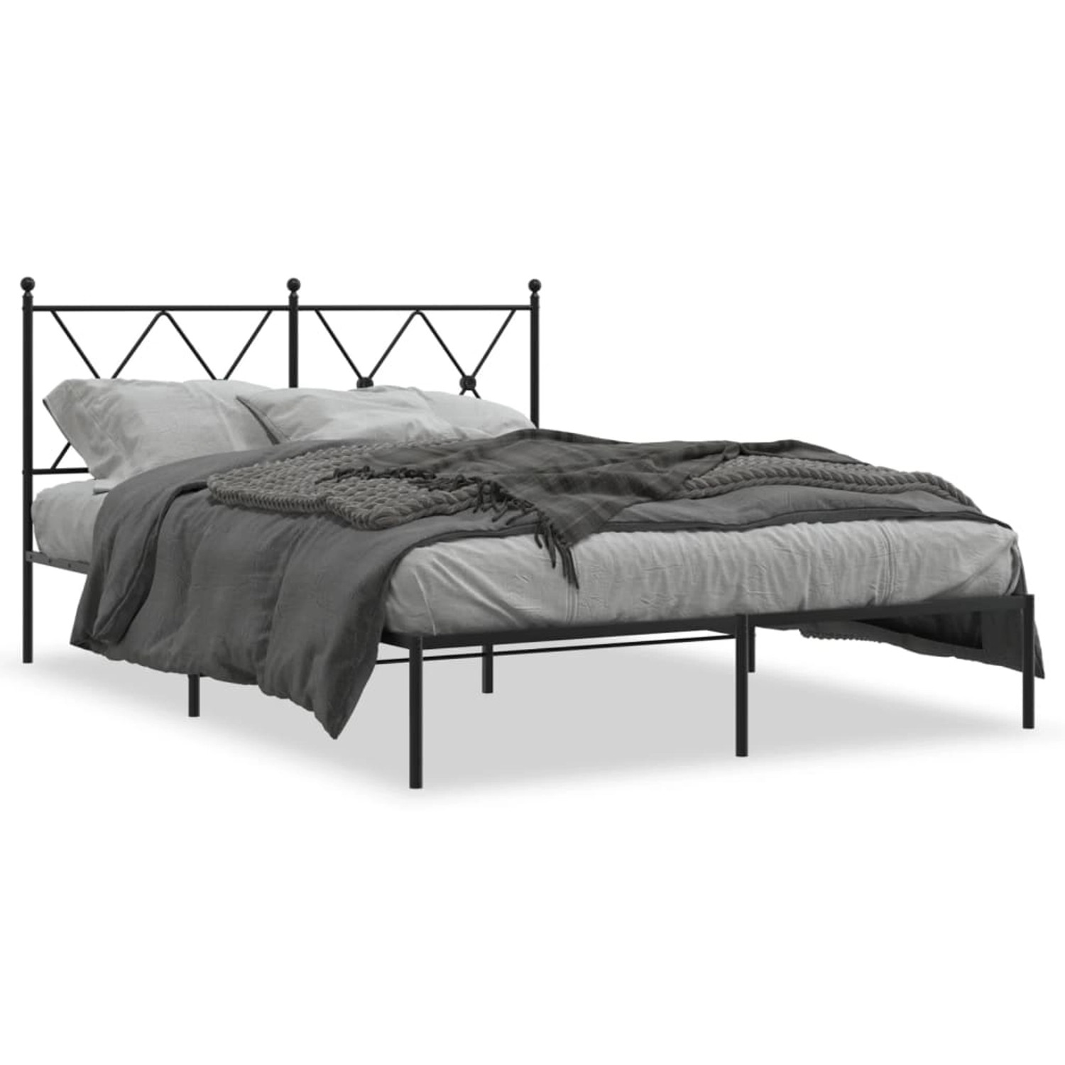 vidaXL Bettgestell mit Kopfteil Metall Schwarz 140x200 cm 376503 günstig online kaufen