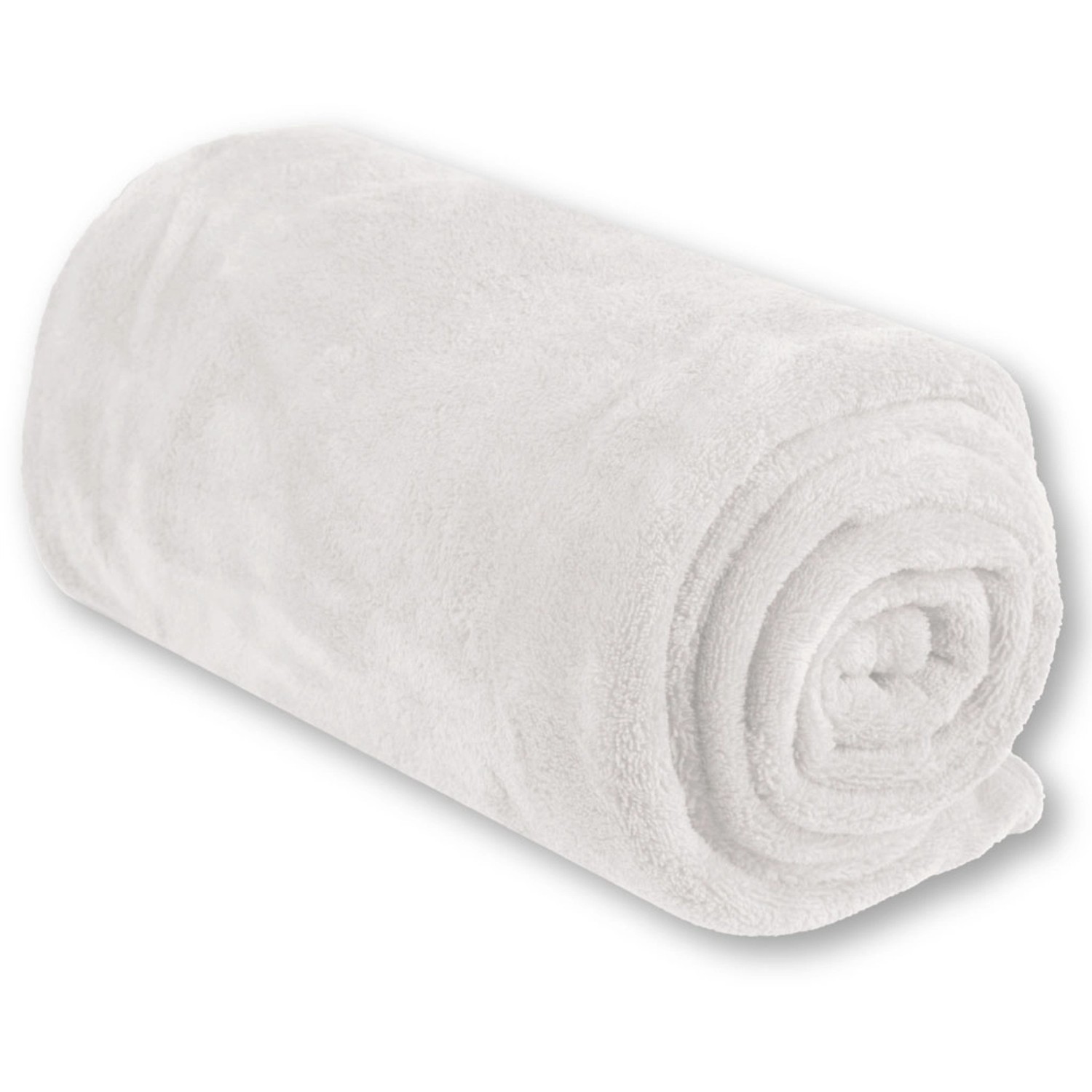 Gerollte, champagnerfarbene Bestgoodies Mikrofaser Decke (210x280 cm).