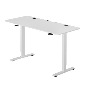 Weißer, höhenverstellbarer Juskys Schreibtisch Office Stand 140x60 cm mit Kabelführung.