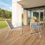 Terrasse mit Eurostone Feinsteinzeugplatten TimberTwo Naturale in Holzoptik, braun, 40x120 cm.
