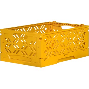 Ockergelbe Klappbox Mini, 3 Liter, ideal zur Aufbewahrung und platzsparend faltbar.