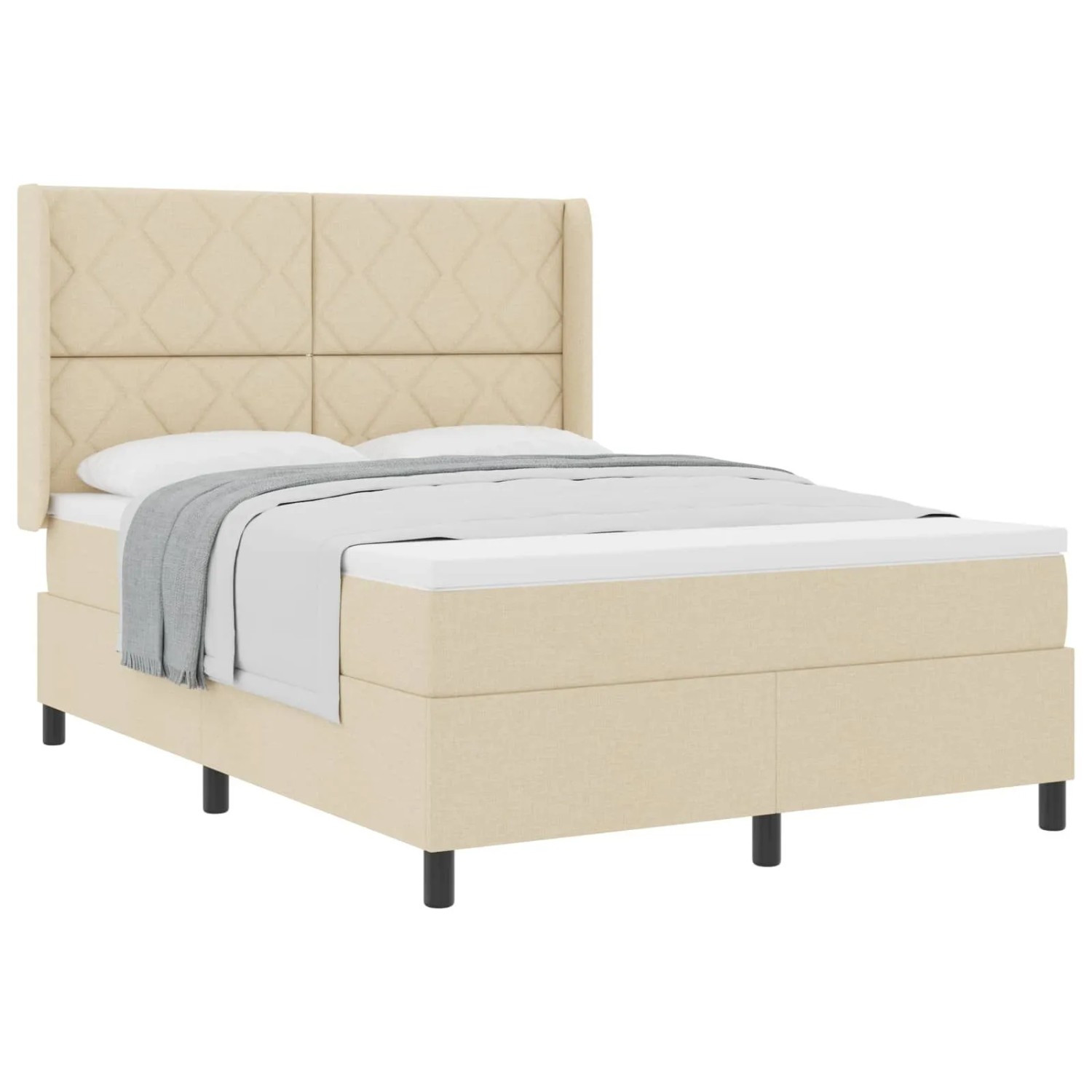 vidaXL Boxspringbett mit Matratze Creme 160 x 200 cm Stoff 3341719